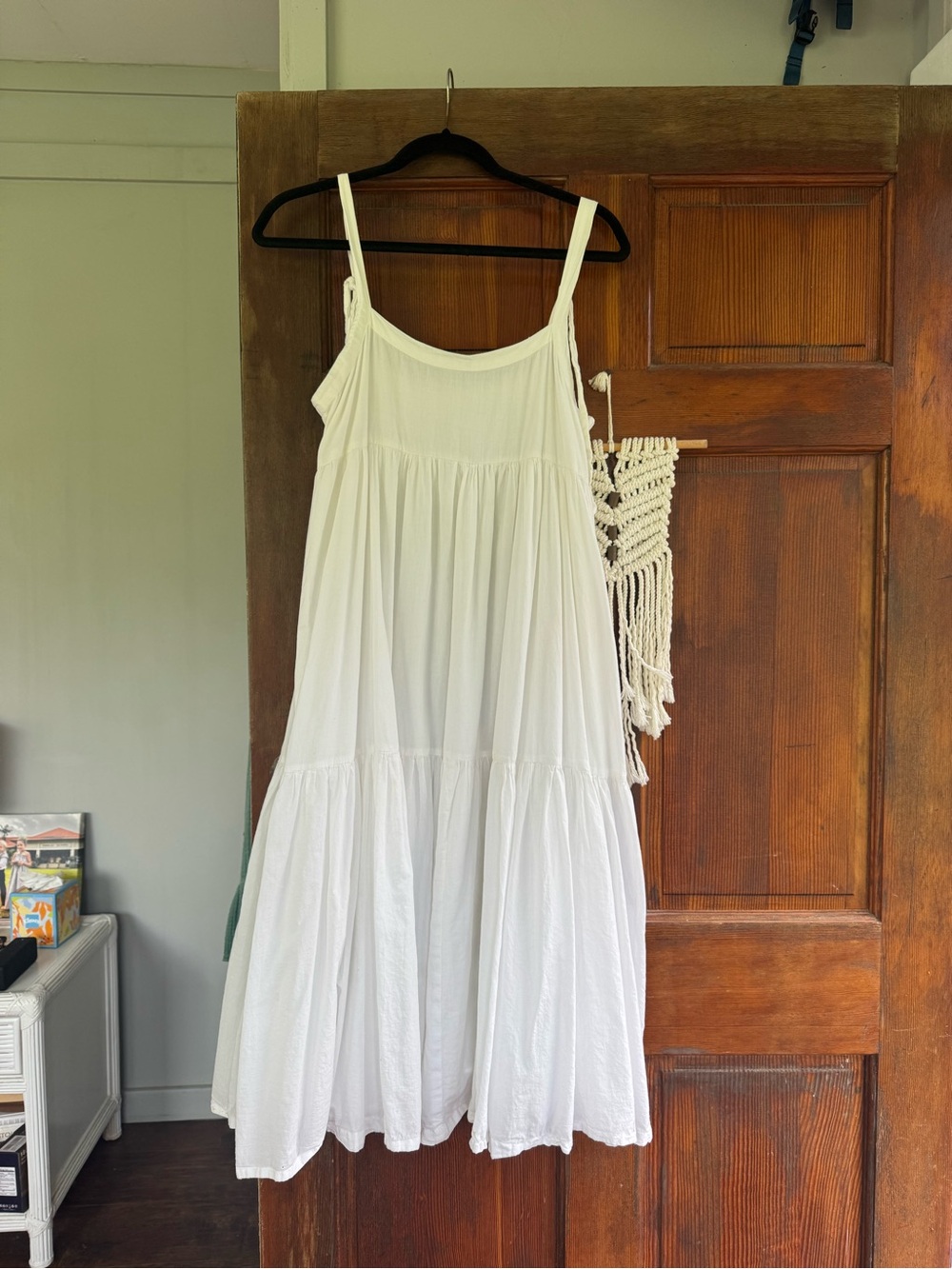White Tiered Spaghetti Strap Dress - Women